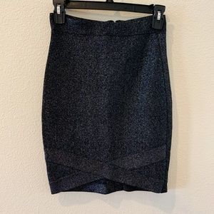 Bebe Black Glitter Stretch Pencil Skirt